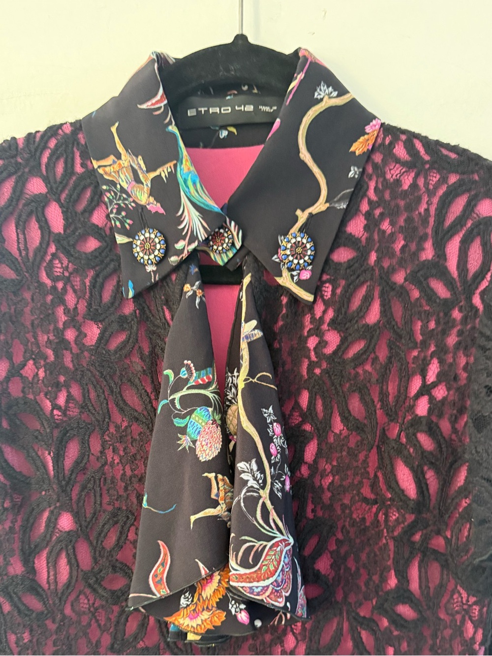 ETRO Italy Lace Pattern Silk Midi Dress - Picture 4 of 11